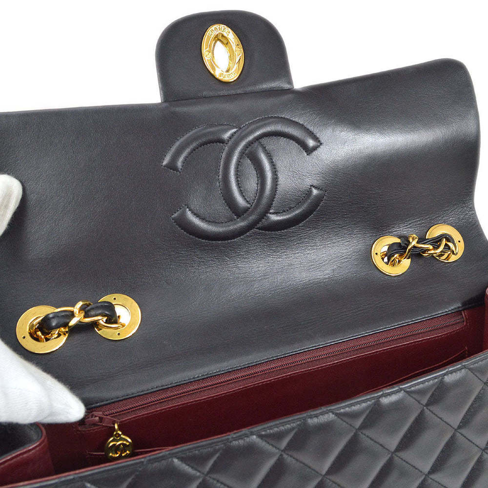 CHANEL 1991-1994 Black Lambskin Classic Flap Maxi 75152 - Picture 7 of 10